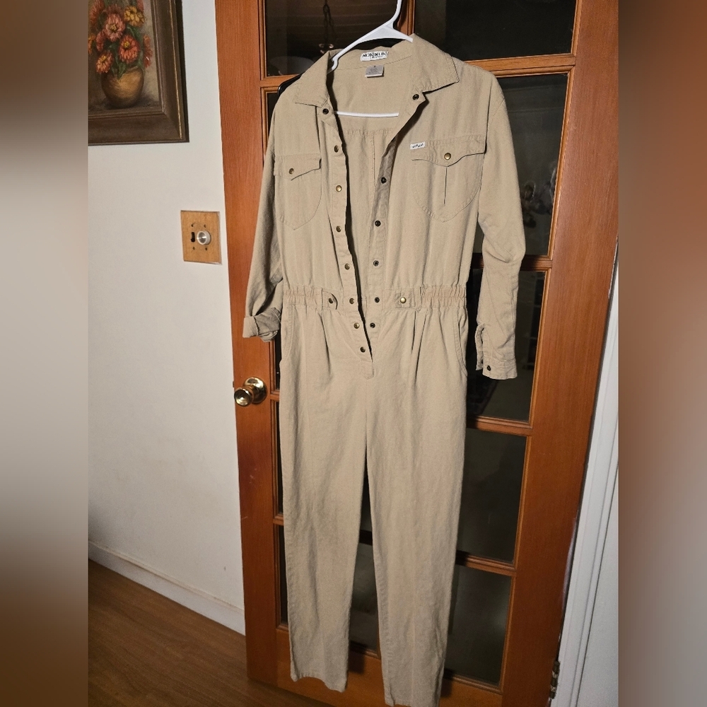 Nok Nok Vintage Khaki Jumpsuit with Button Details